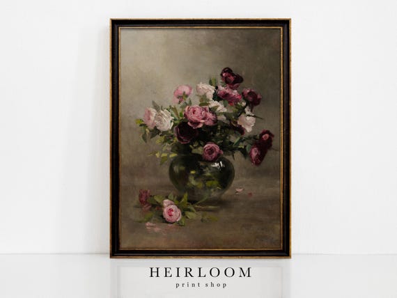 Flower Painting | Pink Roses Art | Vintage Floral Art | PHYSICAL PRINTS | Pink Blooms