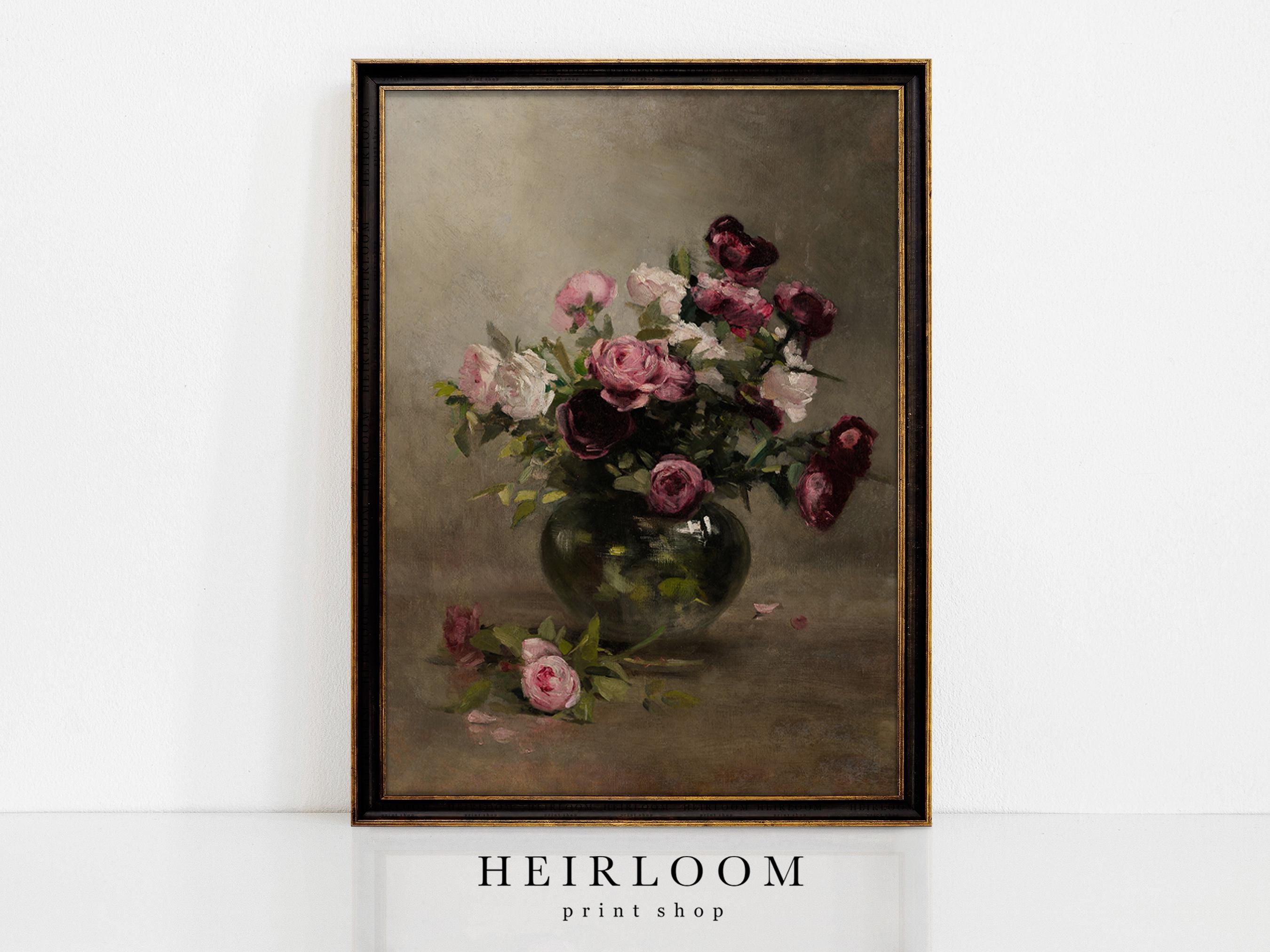 Flower Painting | Pink Roses Art | Vintage Floral Art | PHYSICAL PRINTS ...