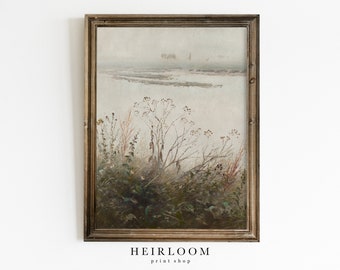 Vertical Landscape Art | Oil Painting Digital | PRINTABLE WALL ART | Riverbank