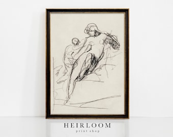 Mother and Child Drawing | Vintage Figure Sketch Art | SHIPPED PRINTS | Charity