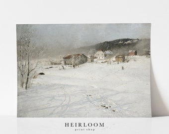 Snow Painting | Winter Painting | Antique Art Print | MAILED PRINTS for Frame | Hillside