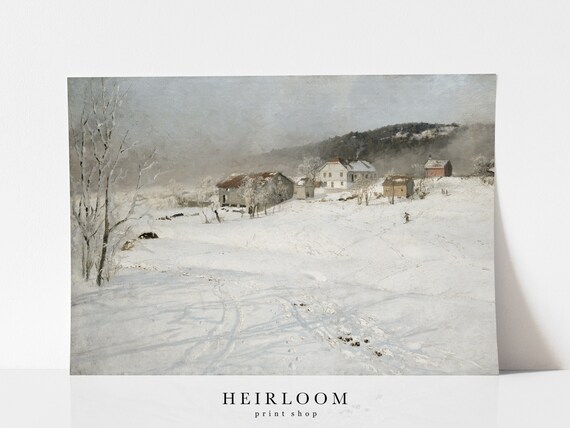 Snow Painting | Winter Painting | Antique Art Print | MAILED PRINTS for Frame | Hillside