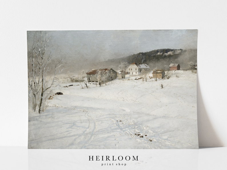 Snow Painting | Winter Painting | Antique Art Print | MAILED PRINTS for Frame | Hillside bild 1