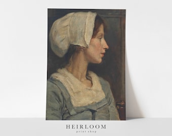 Vintage Oil Painting | Primitive Portrait | Painting of Women | ART PRINTS | Peasant