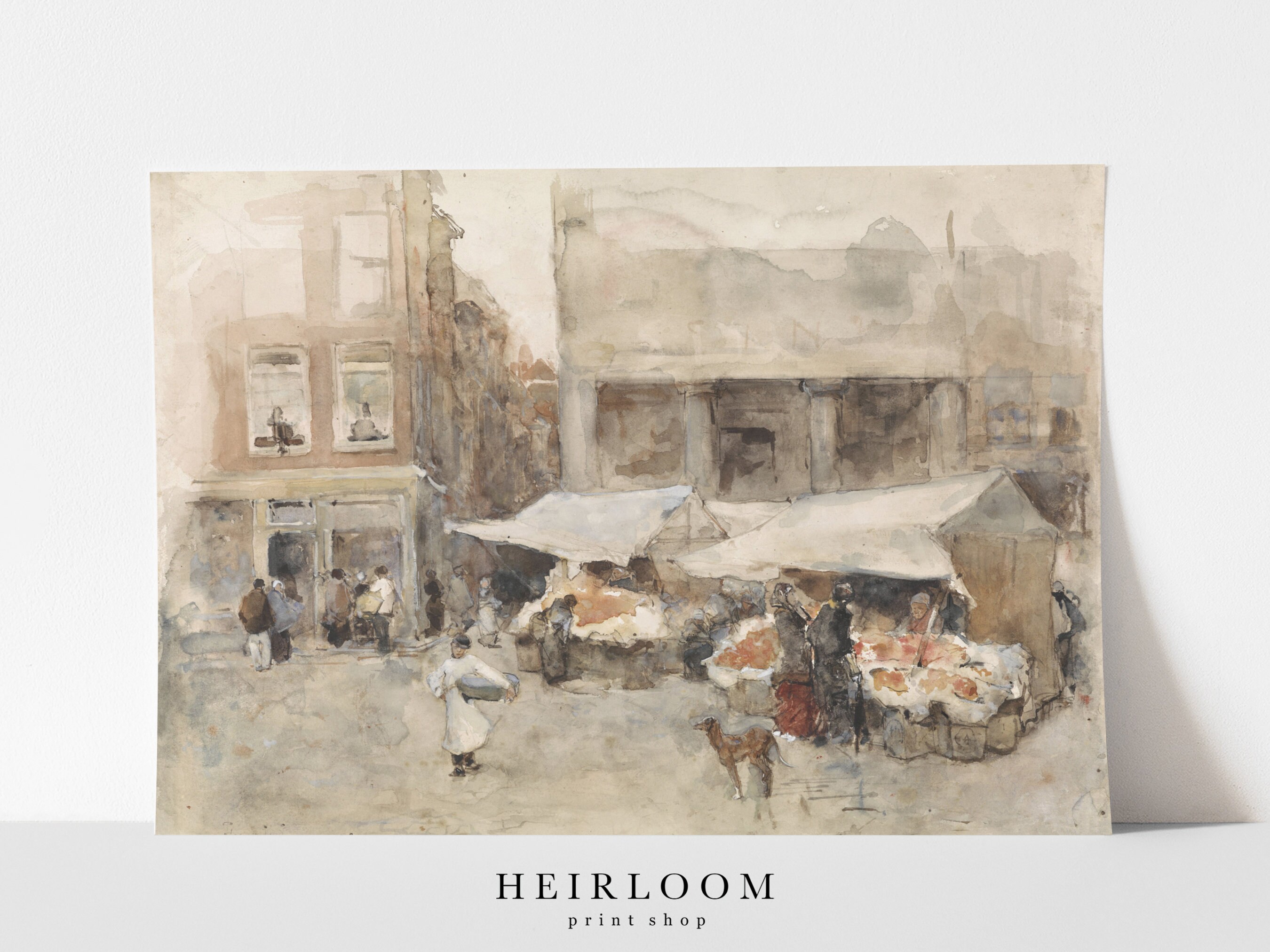 Market Painting | French Vintage | French Country Decor | Canvas Print Watercolor | ART PRINTS | Market