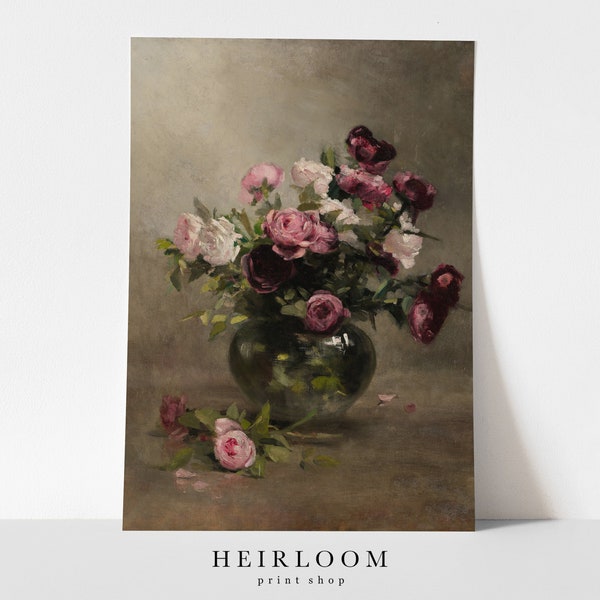 Flower Painting | Pink Roses Art | Vintage Floral Art | PHYSICAL PRINTS | Pink Blooms