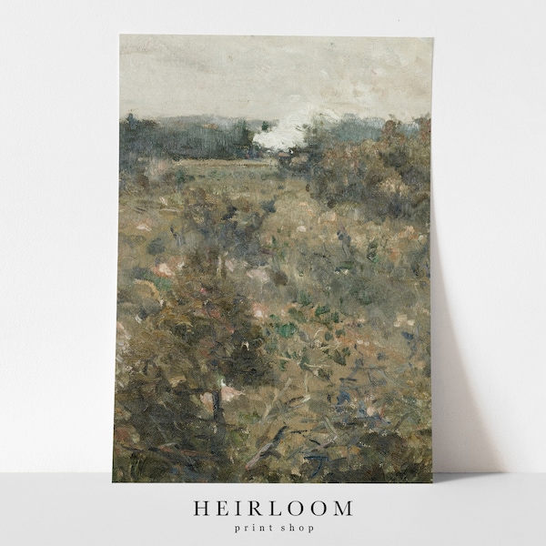 Vintage Field Art | Country Painting | SHIPPED PRINTS | Vertical | Train and Field II