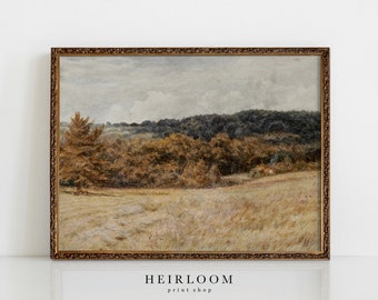 Fall Watercolor Art | Vintage Prints | English Countryside Art | Golden Pasture