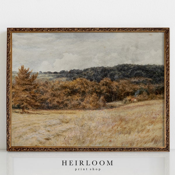 Fall Watercolor Art | Vintage Prints | English Countryside Art | Golden Pasture