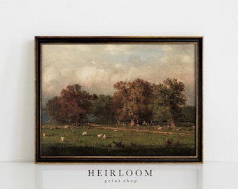 Vintage Art | Landscape Print | Fall Artwork | SHIPPED PRINTS | Grazing