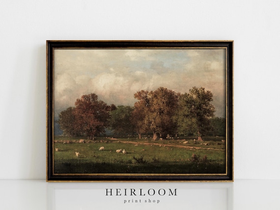 Vintage Art | Landscape Print | Fall Artwork | SHIPPED PRINTS | Grazing