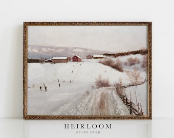 Winter Wall Art | Snowy Landscape | Painting PRINT SHOP | Snowy Hill