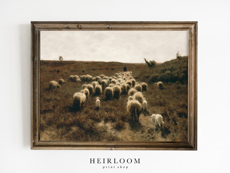 Sheep Painting | Farmhouse Wall Decor | Vintage Art | Farm Animals ...