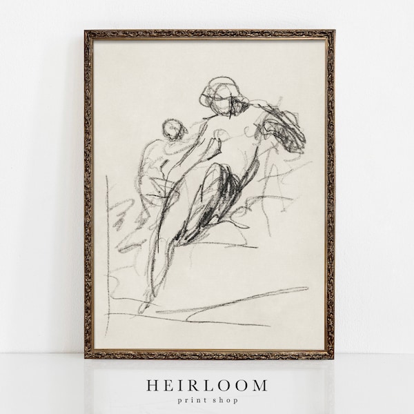 Mother and Child Drawing | Vintage Figure Sketch Art | SHIPPED PRINTS | Charity