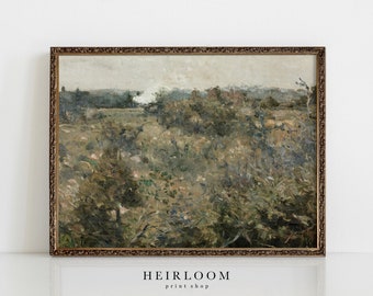 Country Landscape | Antique Painting | Train Painting | FINE ART PRINT | Train and Field