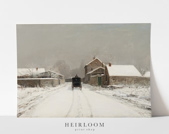 Neutral Winter Prints | Snow Landscape Art | Muted Painting | MAILED ART PRINT | Winter Travel