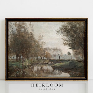 Wood Landscape Painting | Vintage Art | MAILED PRINTS | Housewarming Gift | Brook