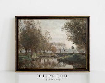 Wood Landscape Painting | Vintage Art | MAILED PRINTS | Housewarming Gift | Brook
