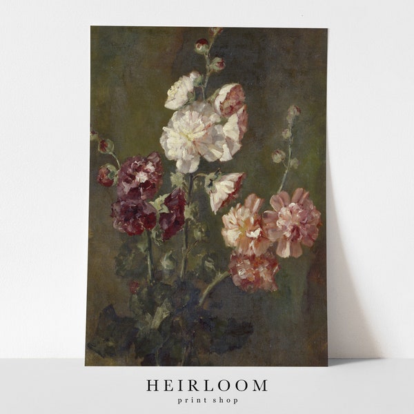 Flower Painting | Canvas Print | Flower Art | Floral Print | FINE ART PRINTS | Hollyhocks