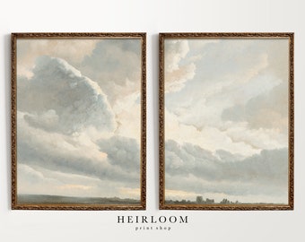 Nursery Cloud Art Set | Cloud Painting | Canvas Art | Above Bed Art | Cloud Split