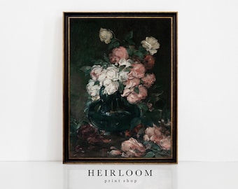 Moody Floral Painting | Floral Print | Vintage Art | ART PRINTS | Moody Vase