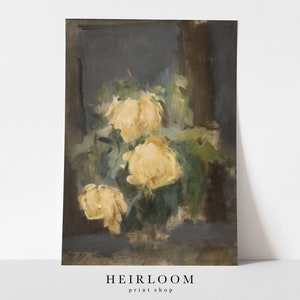 Yellow Flower Painting Rose Art Print FINE ART PRINTS French Country Art Golden image 1