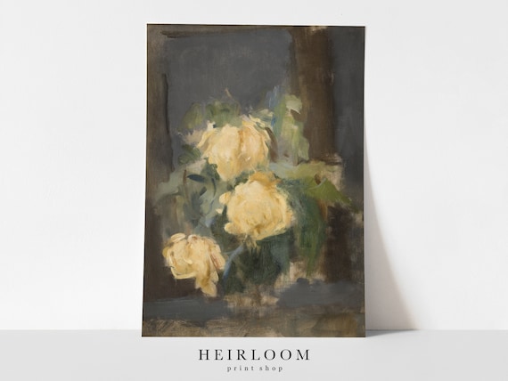 Yellow Flower Painting | Rose Art Print | FINE ART PRINTS | French Country Art | Golden