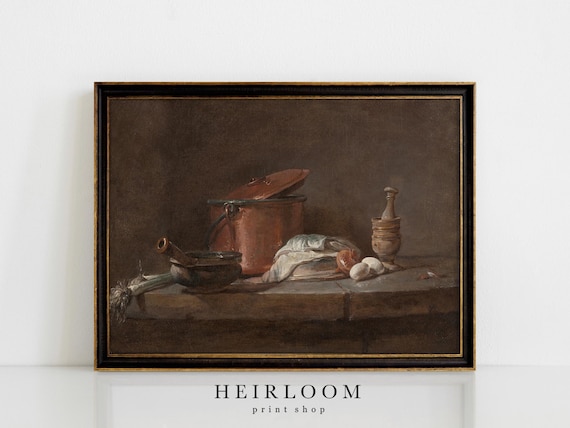 Rustic Kitchen Art | Vintage Still Life Oil Painting | Farmhouse Kitchen Decor | ART PRINTS | Supper