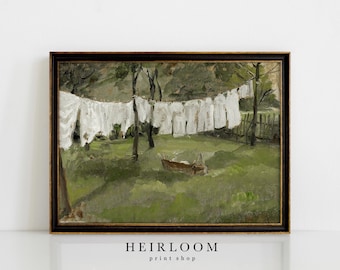 Vintage Laundry Room Art | Farmhouse Wall Decor | Heirloom ART PRINTS | Out to Dry