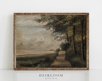 Vintage Landscape Print | Rustic Canvas Art | Nature MAILED ART PRINTS | Shaded Path