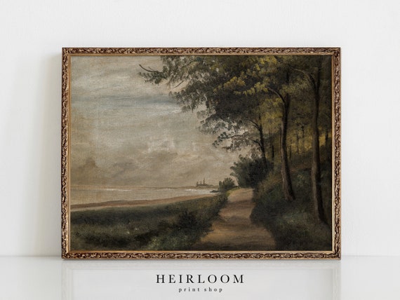 Vintage Landscape Print | Rustic Canvas Art | Nature MAILED ART PRINTS | Shaded Path