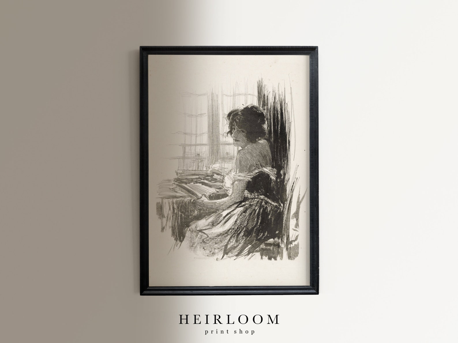 Vintage Print Woman Vintage Drawing Woman Portrait Sketch Etsy