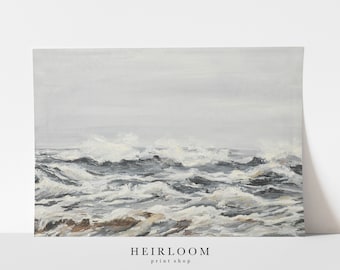Ocean Painting Print | Coastal Art | ART PRINTS | Nautical Decor | Waves Print | Waves