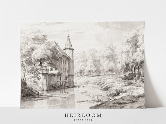 Castle Drawing | Antique Art Print | Drawing | FINE ART PRINTS | Castle