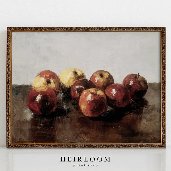 Red Apple Still Life | Kitchen Painting Print | Mailed Wall Art | Scullery Apples