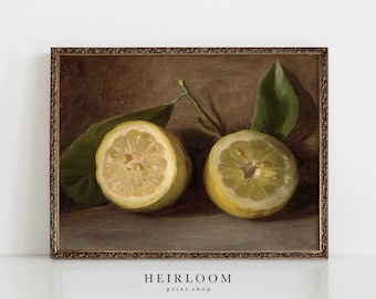 Lemon Painting | Still Life | Vintage Lemon Print | Heirloom ART PRINT | Lemons