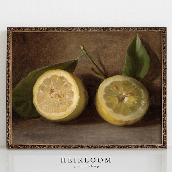 Lemon Painting | Still Life | Vintage Lemon Print | Heirloom ART PRINT | Lemons
