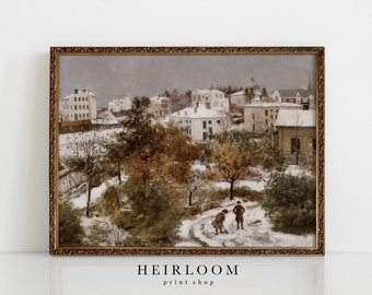 Village Painting PRINT SHOP | Winter Wall Art | Vintage Artwork | November