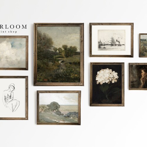 Vintage Gallery Wall Set Rustic Artwork Canvas Heirloom Etsy Canada