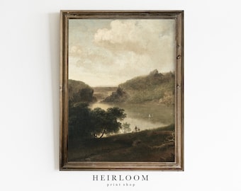 Dark Landscape PRINTABLE ART | Vertical Painting | Vintage Digital Prints | Lakeview II