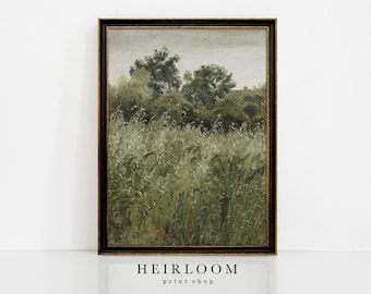 Field Painting | Landscape Vertical | Heirloom ART PRINTS | Oat Field