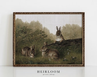 Bunny Prints | Vintage Nursery Prints | Woodland Art | SHIPPED PRINTS | Rabbits