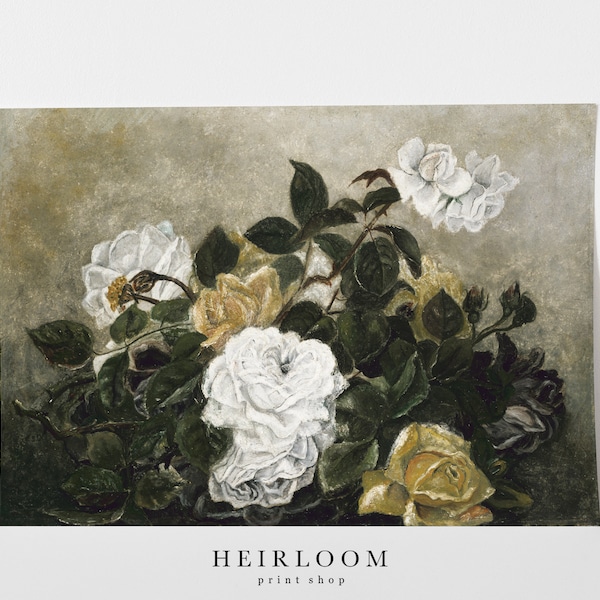Flower Still Life | Vintage Art Print | Flower Painting | FINE ART PRINTS | Rose Bundle