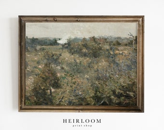 ヴィンテージ風景画ダウンロード | 電車のプリント可能な壁アート | Train and Field