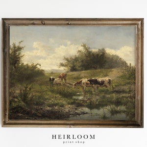 Cow Painting Cow Print Farm Animals Vintage Art FINE ART PRINTS Pond image 6