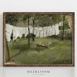 Vintage Laundry Room Art | Farmhouse Wall Decor | Heirloom ART PRINTS | Out to Dry