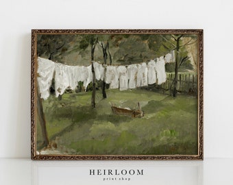 Vintage Laundry Room Art | Farmhouse Wall Decor | Heirloom ART PRINTS | Out to Dry