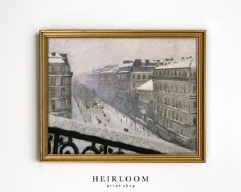 Winter City Print | Winter in Paris Art | Vintage Snow Painting | MAILED PRINTS | Snowy Blvd