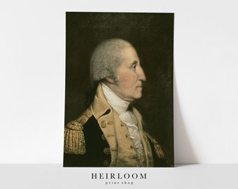 George Washington Print | Portrait Painting Man | Rustic Military Artwork | Canvas ART PRINTS | Vintage | George