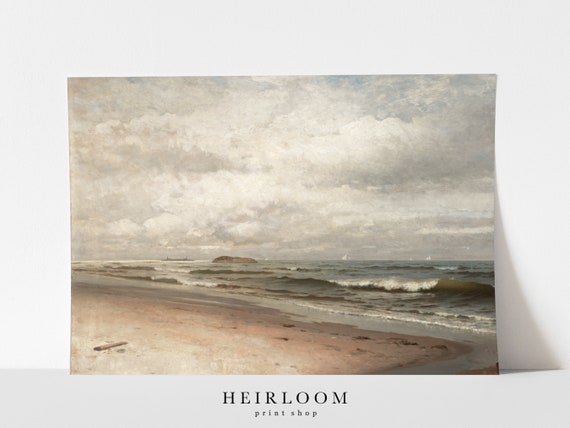 Seascape Painting | Beach Wall Decor | Antique Art | SHIPPED PRINTS | Tide